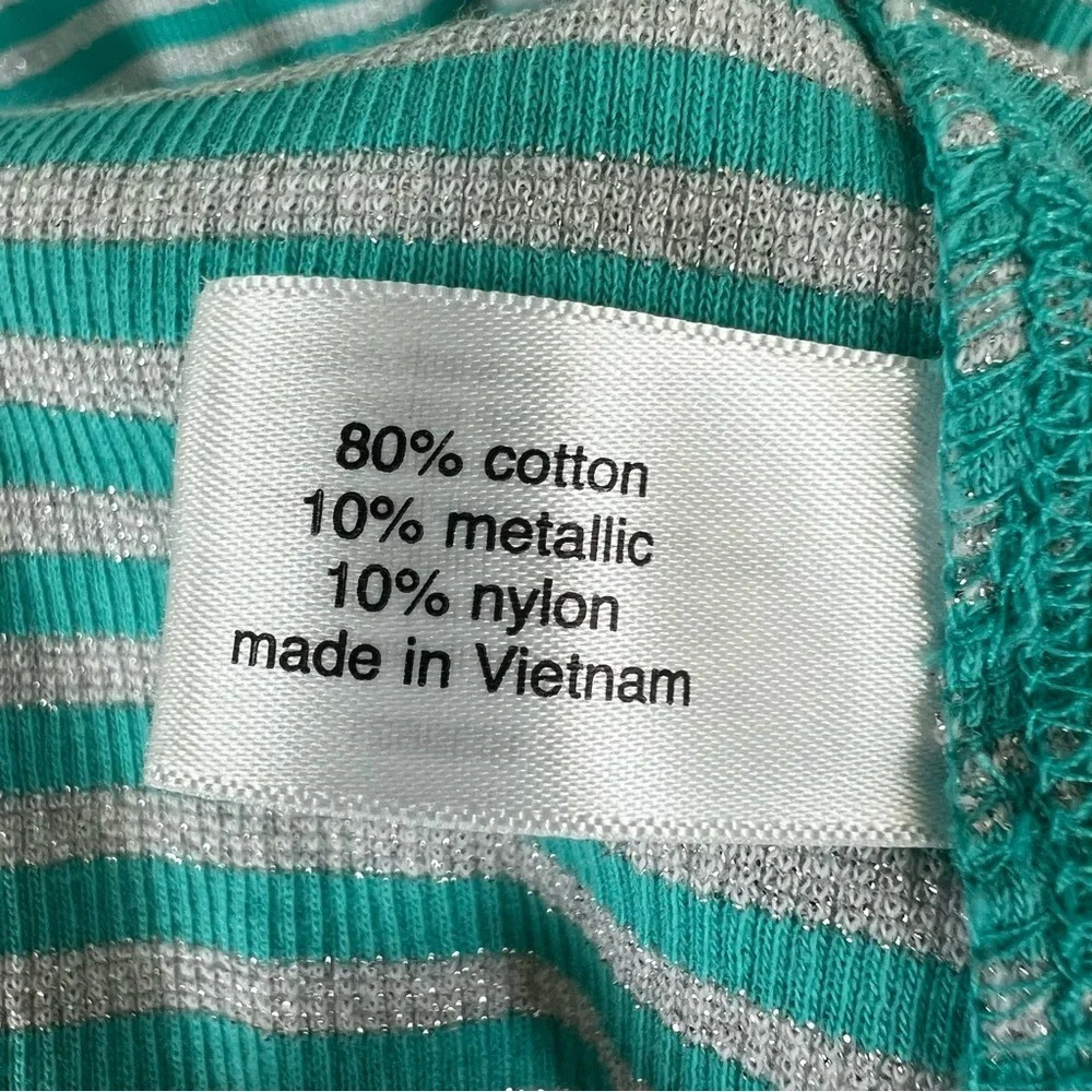 Lane Bryant Striped Metallic Tank Top Shirt Teal Silver Ribbed Stretch NEW 22/24 - Picture 8 of 8